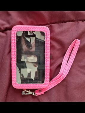 Pink Wristlet Case with Clear ID Window